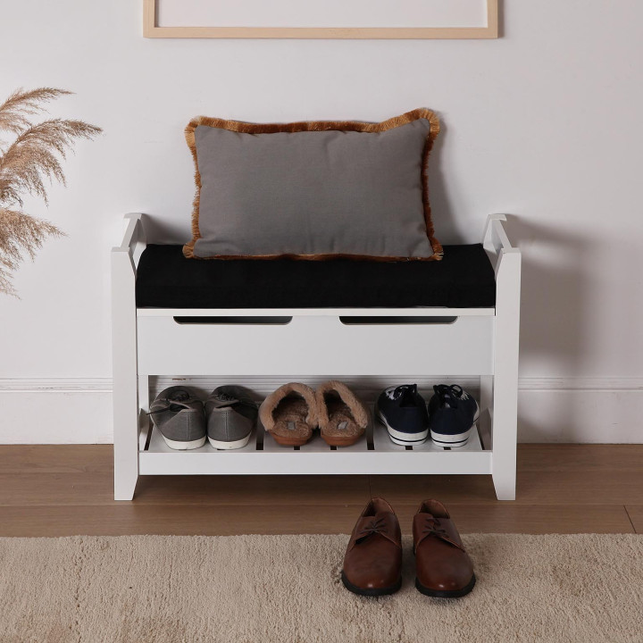 Zapatero LEAH de Madera MDF con Cojín - 50x34.4 cm