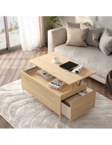 Mesa centro elev BATZAN roble con patas