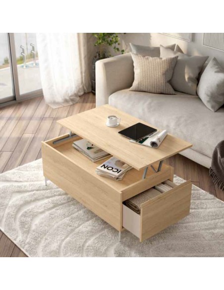 Mesa centro elev BATZAN roble con patas