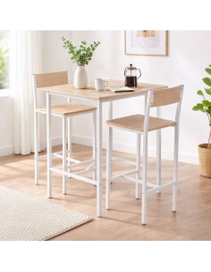 Mesa + 2 taburetes RESP blanco