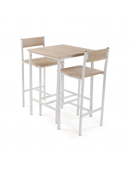 Mesa + 2 taburetes RESP blanco