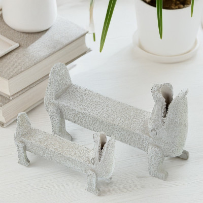 Figura Cocodrilo Cerámica 20cm - Decoración Única