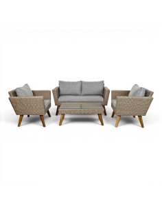 Set mesa + 3 sofás RATAN