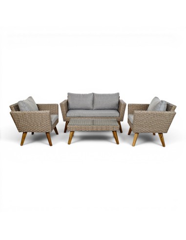 Set mesa + 3 sofás RATAN