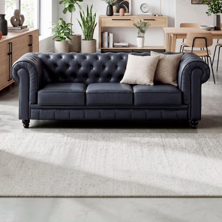 Sofa 3p CHESTERFIELD negro