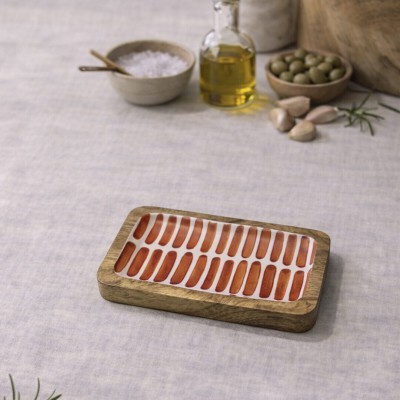 Bandeja 20x10 RAYAS coral