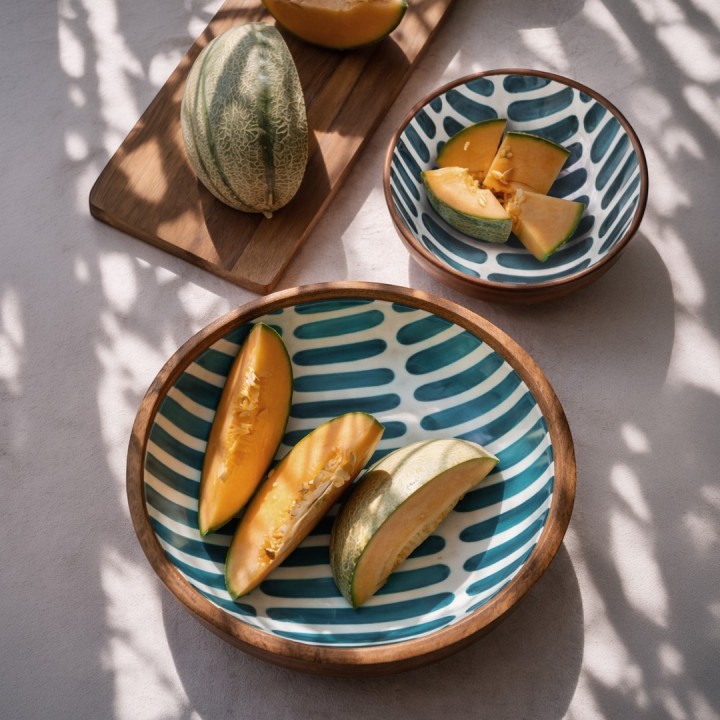 Bol Rayas Azul 13x6 - Utensilios de Cocina Elegantes