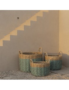 Cesta EXTERIOR verde grande asa