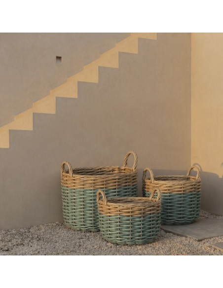 Cesta EXTERIOR verde grande asa