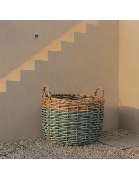 Cesta EXTERIOR verde grande asa