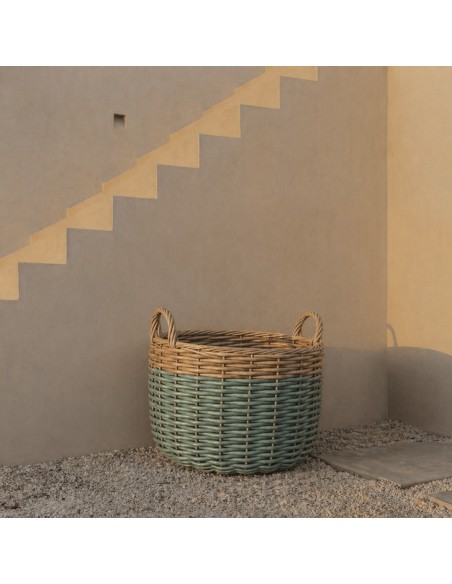 Cesta EXTERIOR verde mediana asa