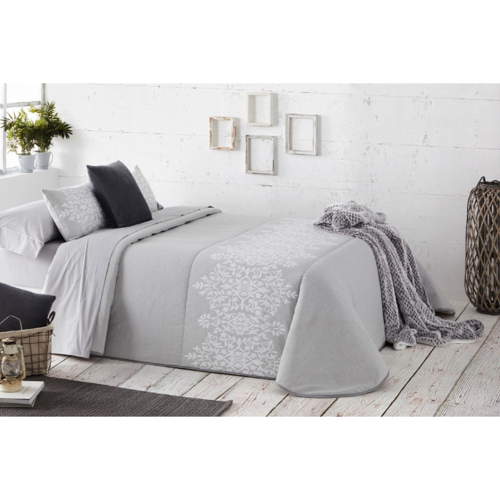 Colcha bouti BIANCA gris para cama de 135