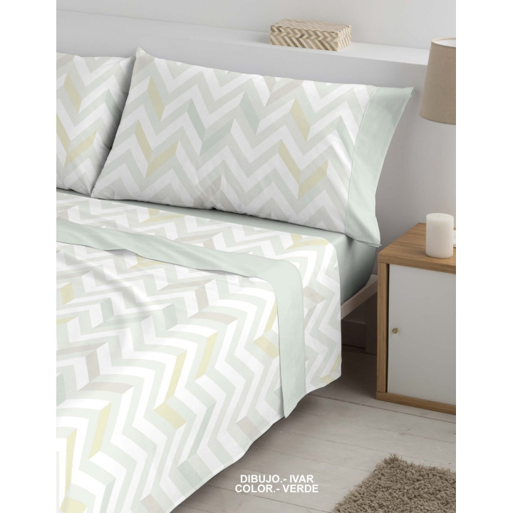 Juego de sábanas IVAR verde para cama de 135