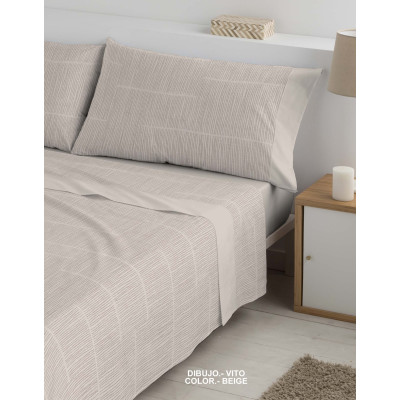 Juego de sábanas VITO de algodón beige