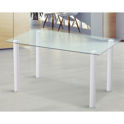 Mesa comedor YURI 140cm - Tapa de cristal templado