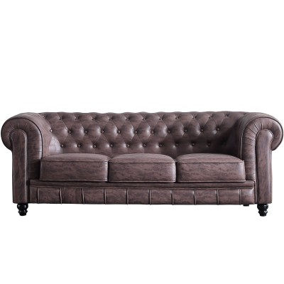 Sofá Chesterfield 3 plazas chocolate - Elegancia y confort