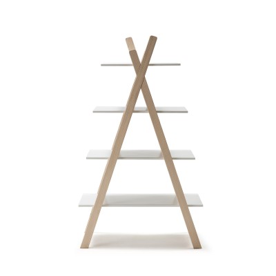 Estantería ELISA blanca - Diseño triangular en madera
