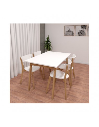 Conjunto comedor PARMA madera blanco