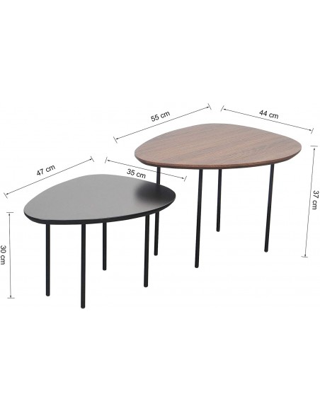 Set mesitas ALVARO negro-madera