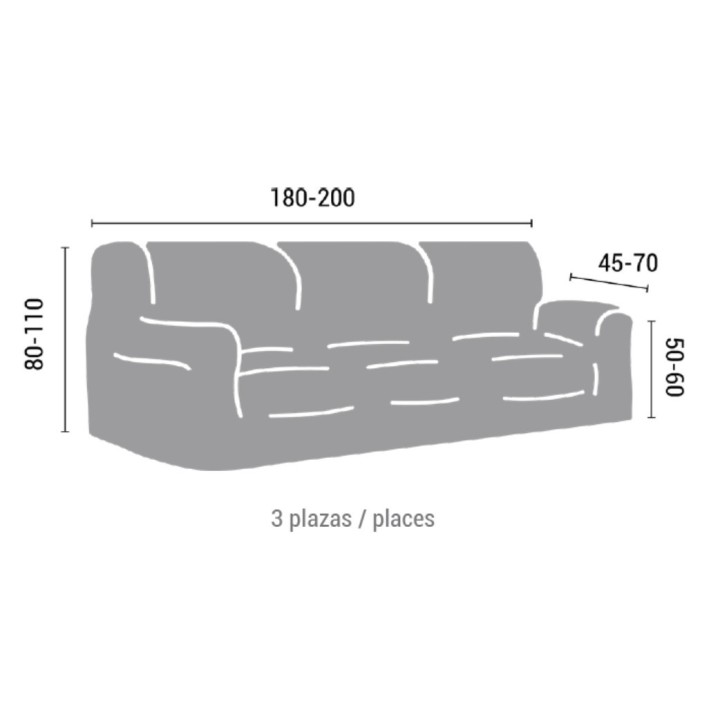 Funda elástica sofá BEGA 3 plazas violeta